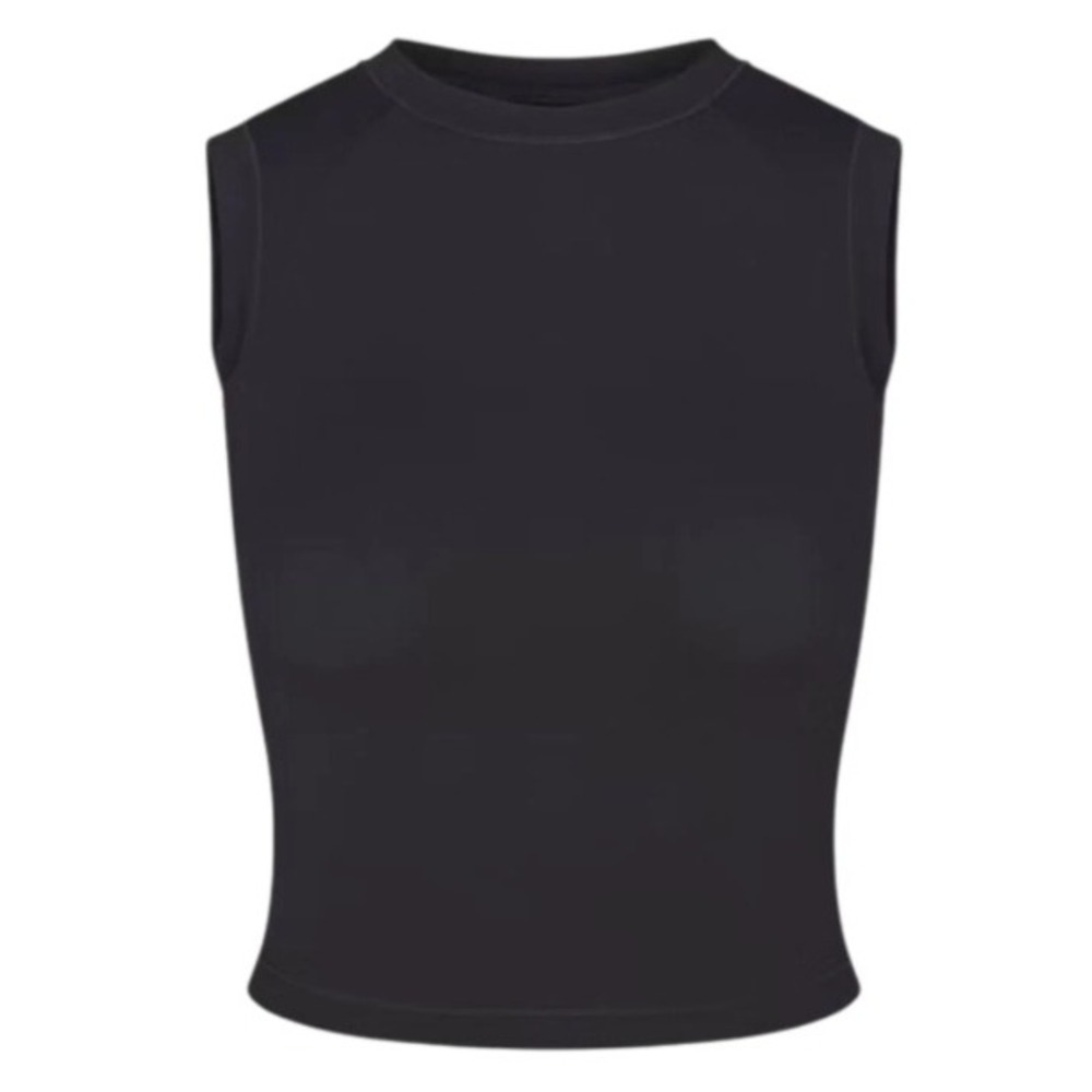 Skims Airy Muscle Tee Obsidian Black Sleeveless Crew Neck Top TP-TSH-2739 XXS